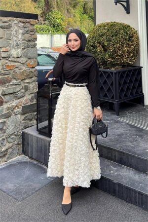 Jupe hijab à motif rose de qualité supérieure