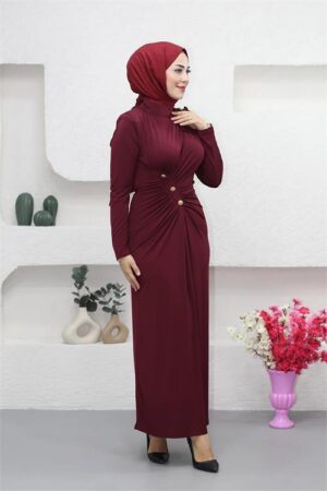 Robe hijab boutonnée en lycra