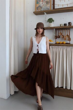 Jupe asymétrique en mousseline