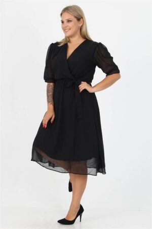 Robe mi-longue en mousseline de soie à double boutonnage