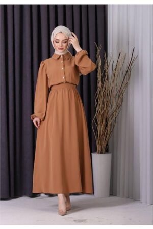 Robe hijab en tissu importé à boutons