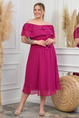 Robe en mousseline de soie avec ceinture grande taille
