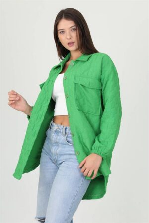 Chemise-veste oversize matelassée brodée